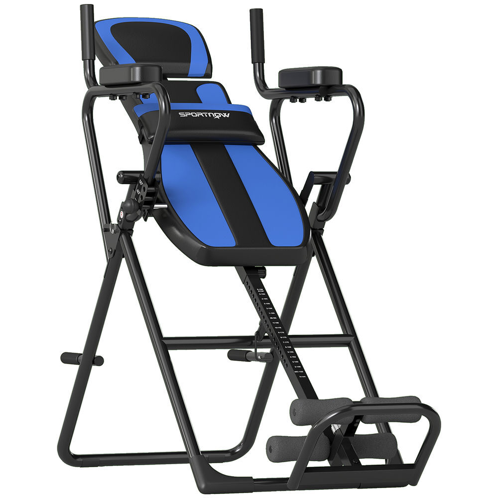 Sportnow tabela de inversão dobrável 3 em 1 com elevações e flexões apoio de cabeça altura ajustável 155-198 cm ângulos 20° 40° 60° banco de inversão