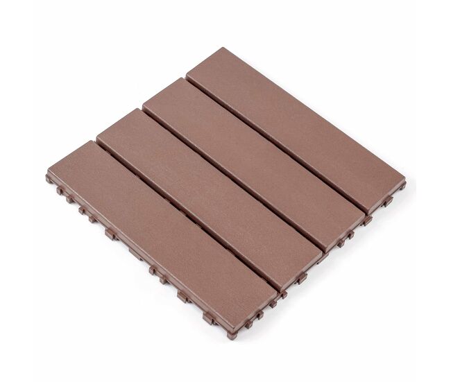 Ladrilhos de plástico encaixáveis para terraço 30 x 30 cm - 44 peças, impermeáveis, para uso interior e exterior, adequados para todas as condições meteorológicas, sistema modular de encaixe - rouge e castanho