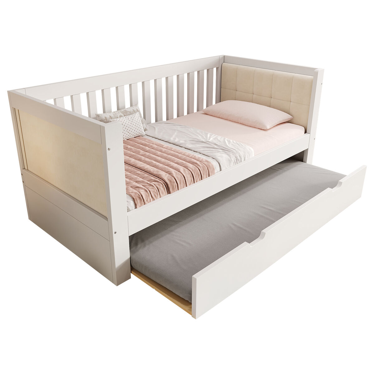 Cama gavetão de madeira maciça 90x190 cm,branco