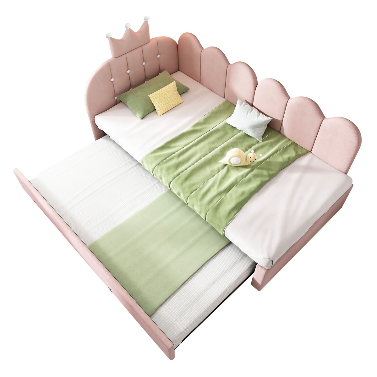 Cama gavetão de veludo 90x200 cm,rosa