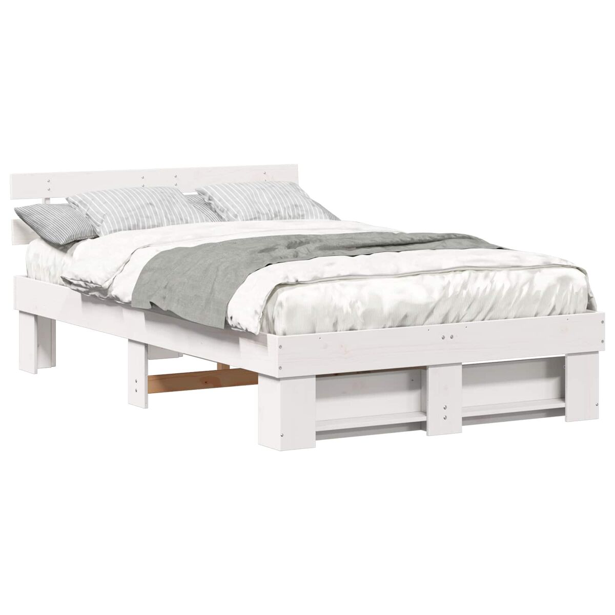 Estrutura da cama de casal simple com cabeceira branco 135 x 190 cm
