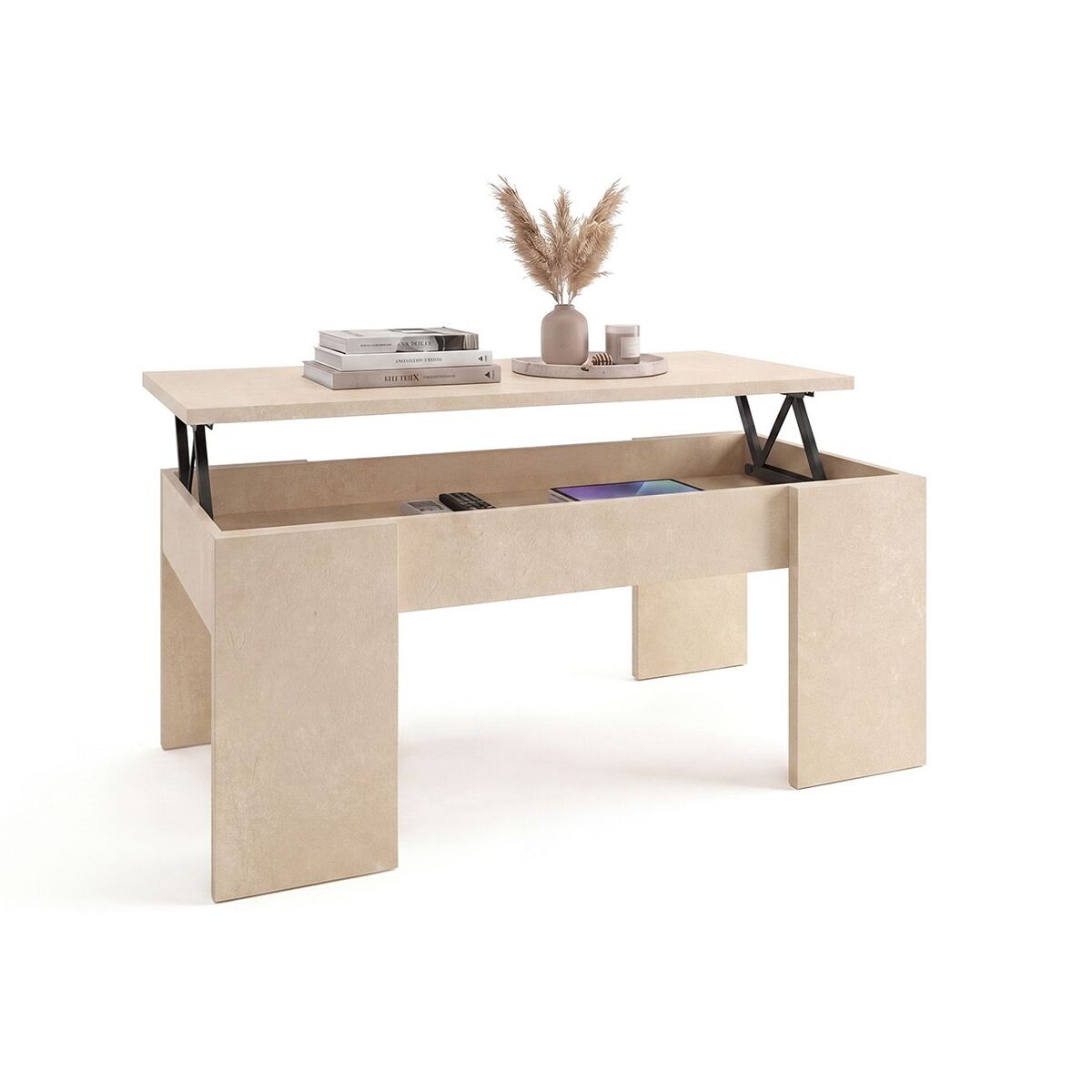 Mesa de centro elevatória vita microcemento beige 50 x 45 x 50 cm