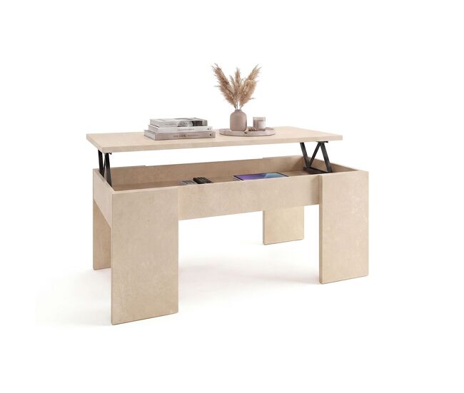 Mesa de centro elevatória vita microcemento beige 50 x 45 x 50 cm