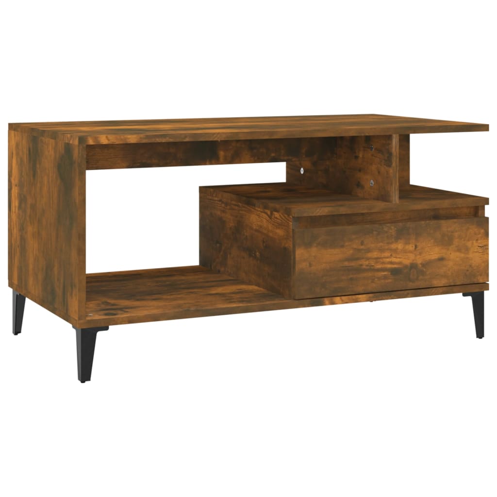 Mesa de centro, mesa baixa, 90x49x45 cm derivados madeira carvalho fumado