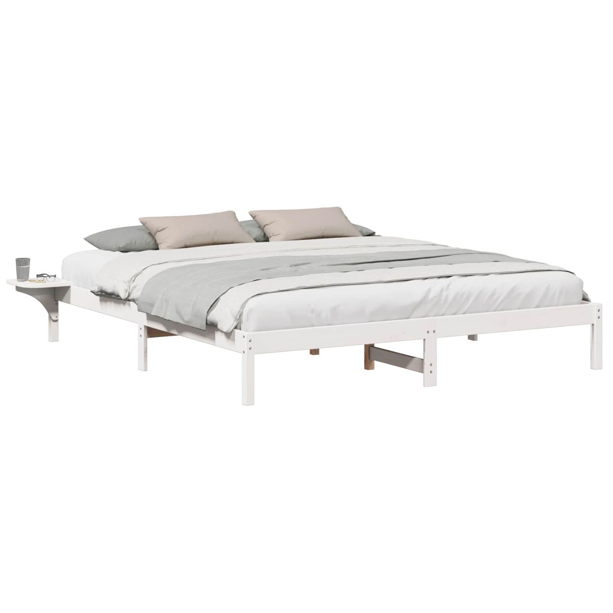 Estrutura de cama de casal simple king size - branco 200 x 200 cm