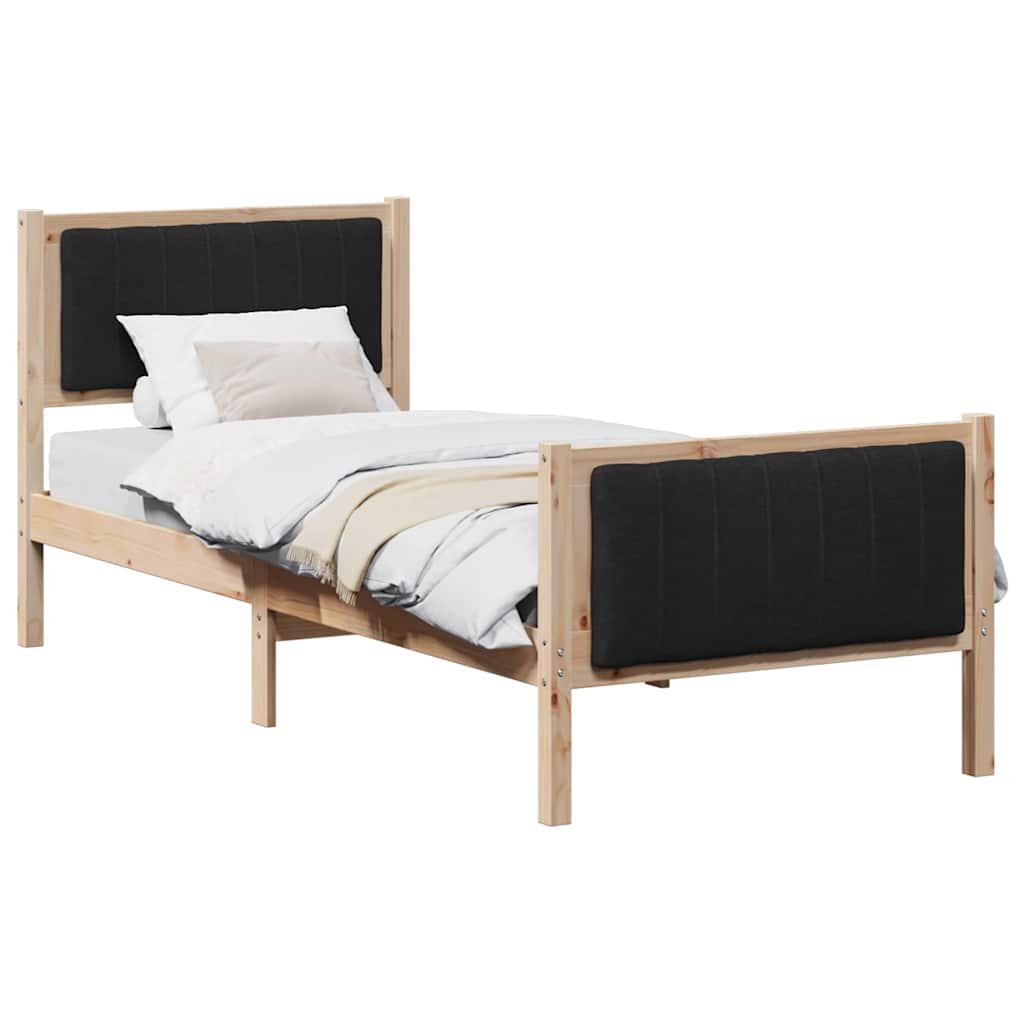 Estrutura de cama de solteiro simple com cabeceira - castanho e preto 80 x 200 cm