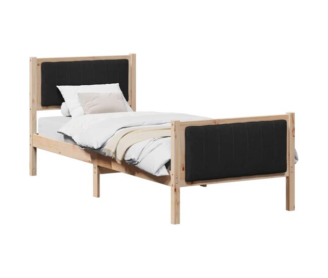 Estrutura de cama de solteiro simple com cabeceira - castanho e preto 80 x 200 cm