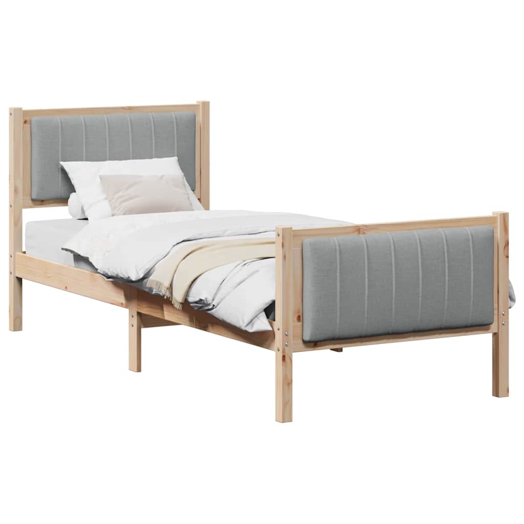 Estrutura de cama de solteiro simple - marrom e cinza claro 80 x 200 cm