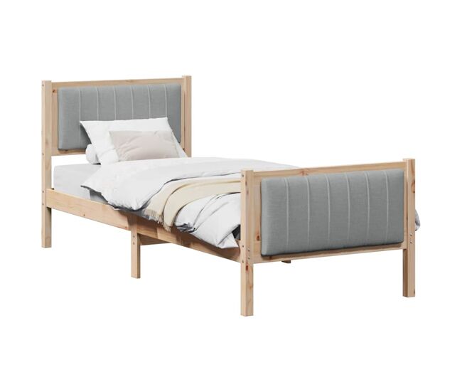 Estrutura de cama de solteiro simple - marrom e cinza claro 80 x 200 cm