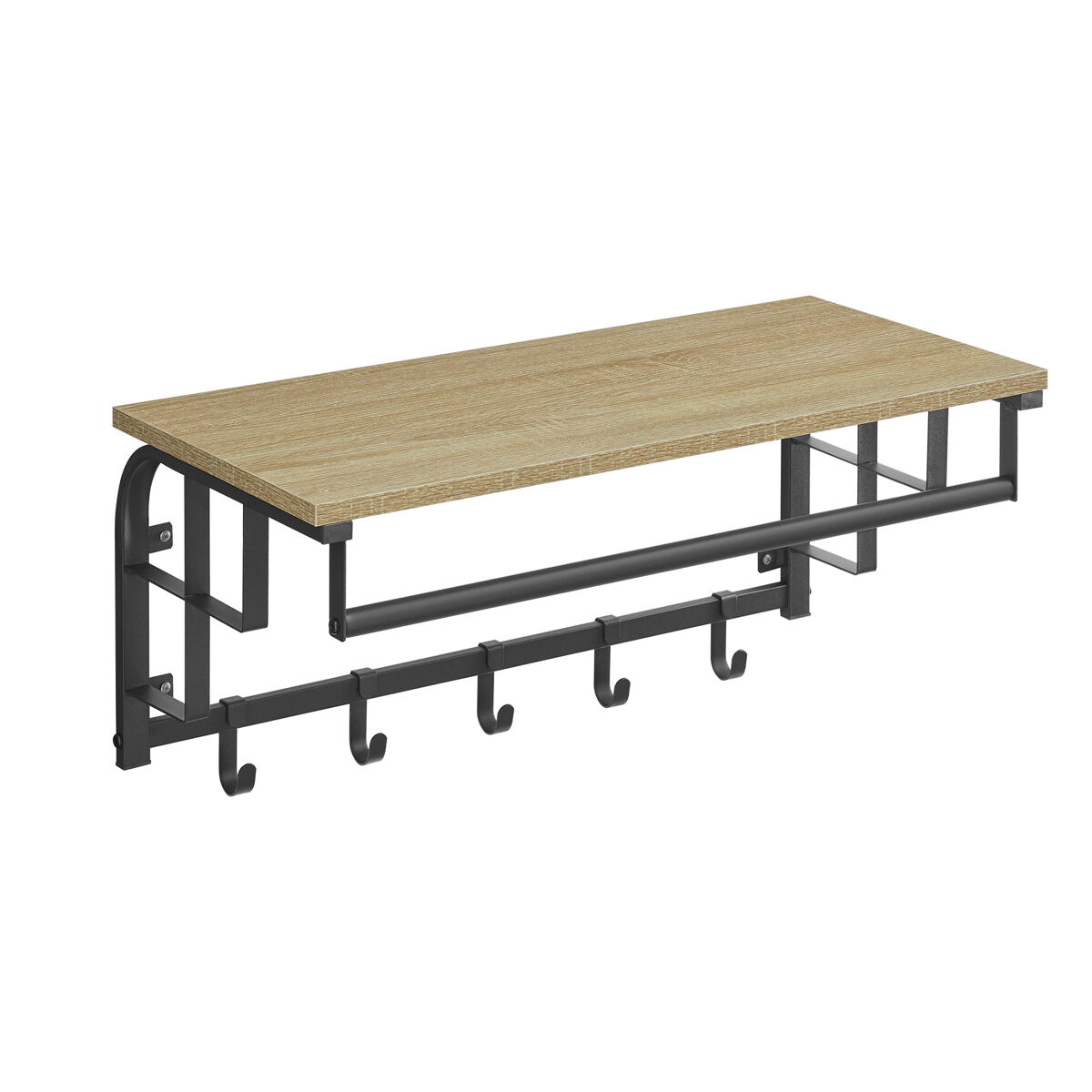 Suporte de parede com cabides de 66 cm, carvalho de sonoma/preto