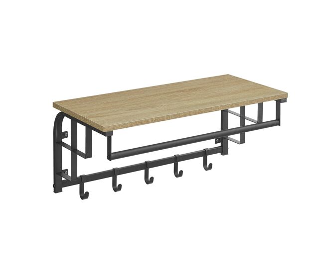 Suporte de parede com cabides de 66 cm, carvalho de sonoma/preto