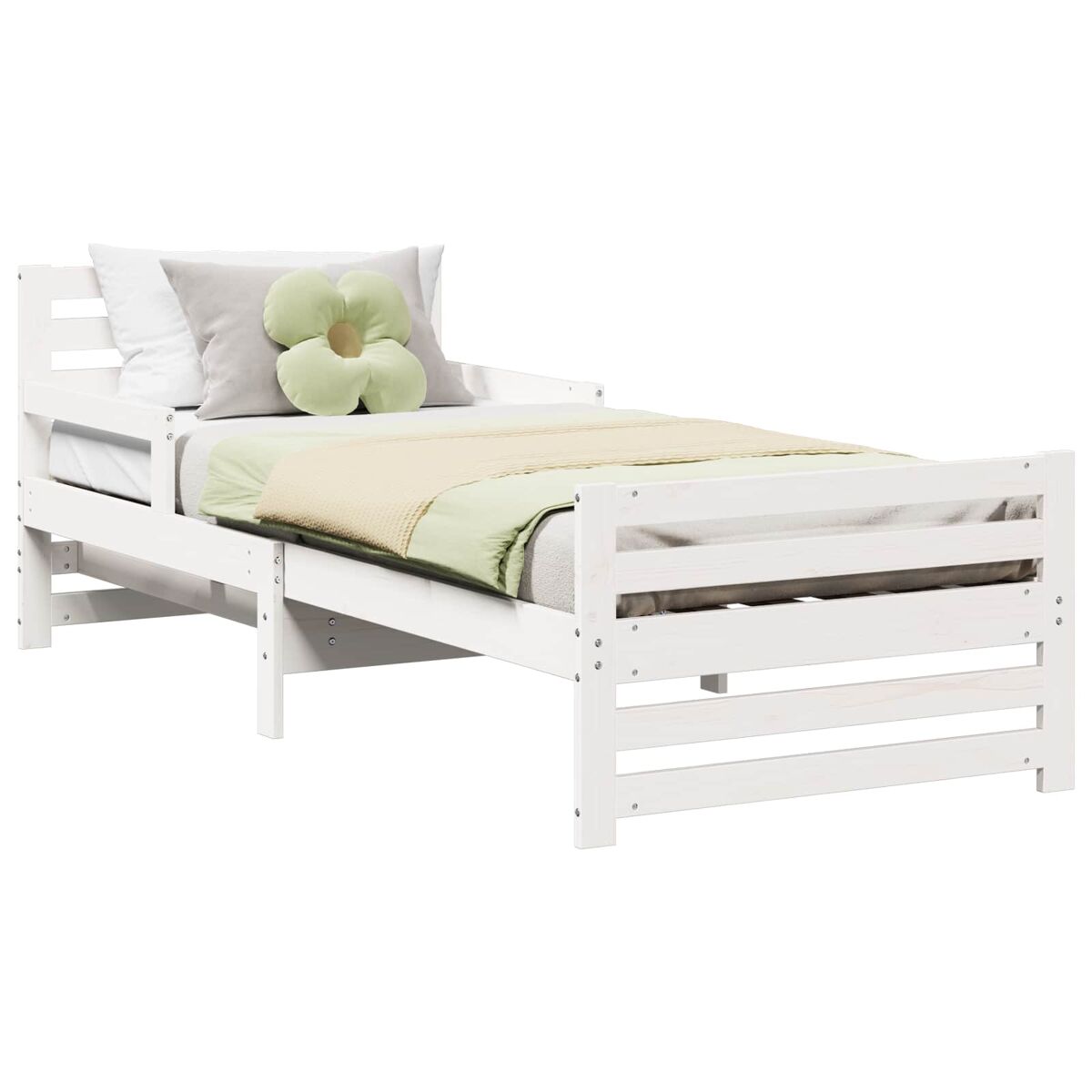 Estrutura de cama de solteiro para adultos - branco 80 x 200 cm madeira processada