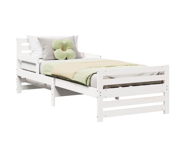 Estrutura de cama de solteiro para adultos - branco 80 x 200 cm madeira processada