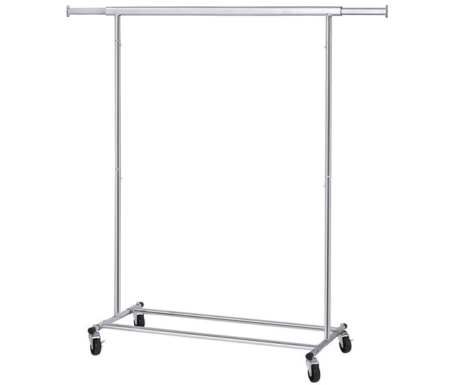 Cabide de roupa sobre rodas, cromado