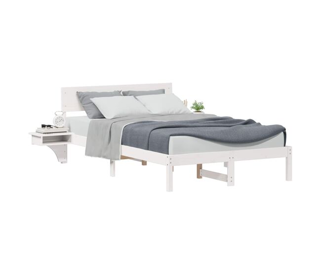 Estrutura da cama de casal simple com cabeceira branco 135 x 190 cm