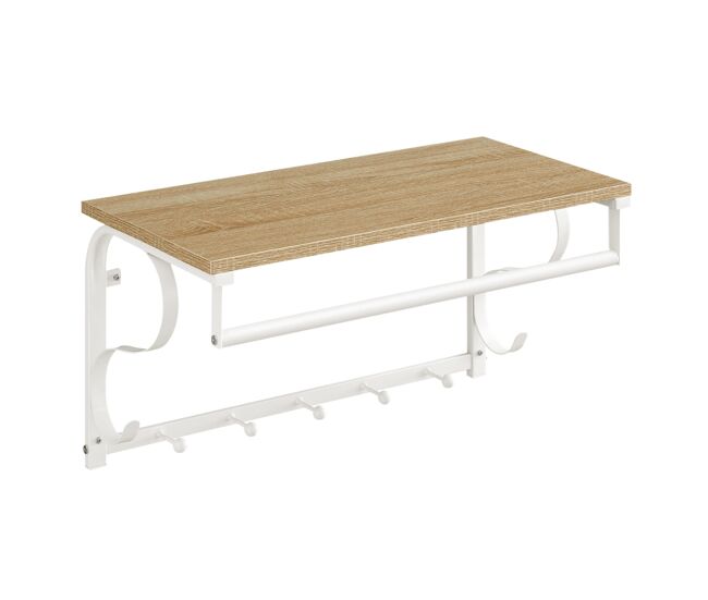 Suporte de parede com cabides de 60 cm, carvalho de sonoma/branco