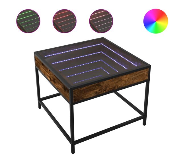 Mesa de centro, mesa baixa, luzes led infinity 50x50x41 cm carvalho fumado