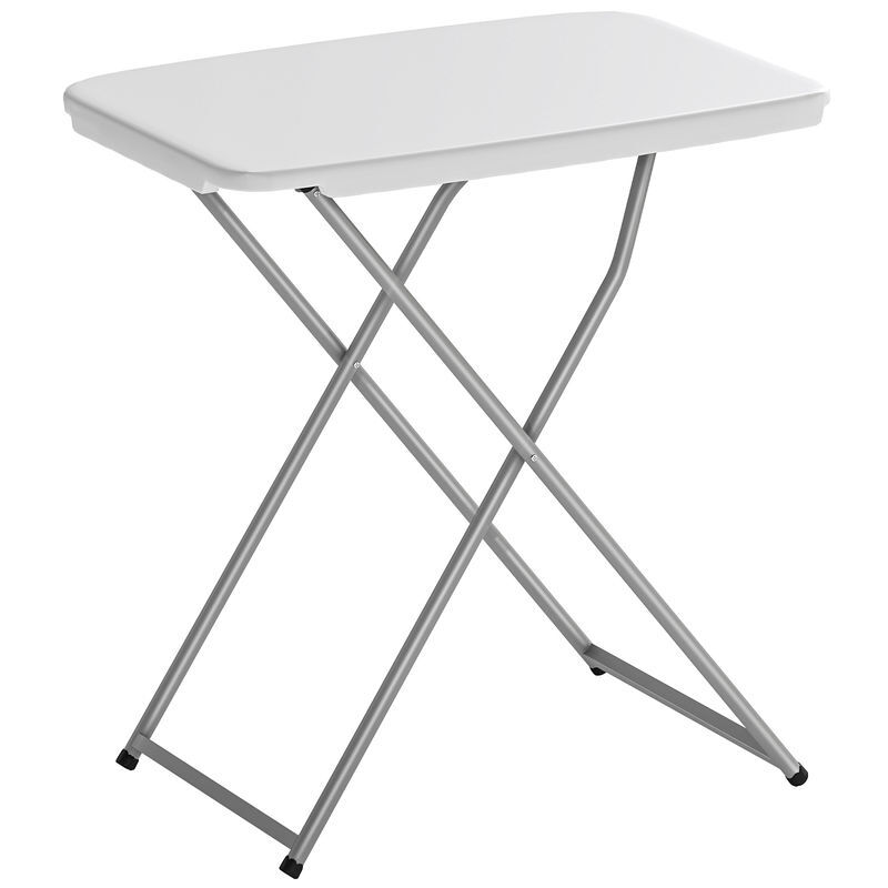 Outsunny mesa dobrável de campismo 75x50x73,5 cm mesa portátil com altura ajustável em 5 níveis com bancada em hdpe e estrutura metálica para parque