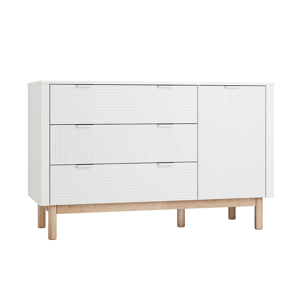 Cómoda 3 gavetas 1 porta pinio miloo blanc
