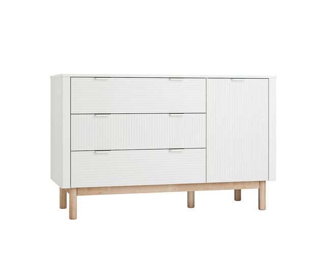 Cómoda 3 gavetas 1 porta pinio miloo blanc