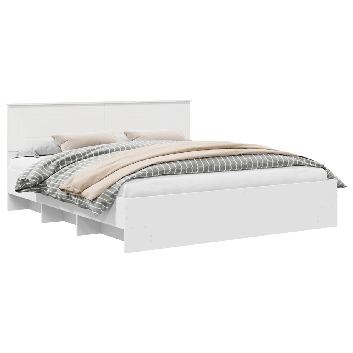 Estrutura de cama de casal simple king size - branco 200 x 200 cm madeira processada