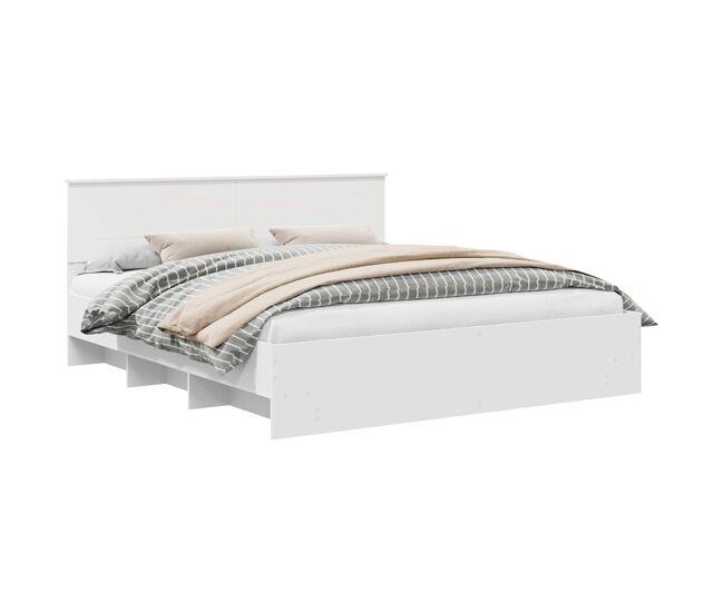 Estrutura de cama de casal simple king size - branco 200 x 200 cm madeira processada