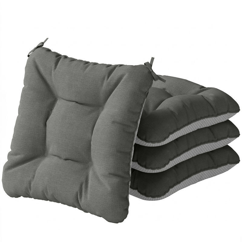 Outsunny conjunto de 4 almofadas para cadeiras almofadas de jardim almofadas com laços e base antiderrapante impermeáveis proteção uv30+ para interior