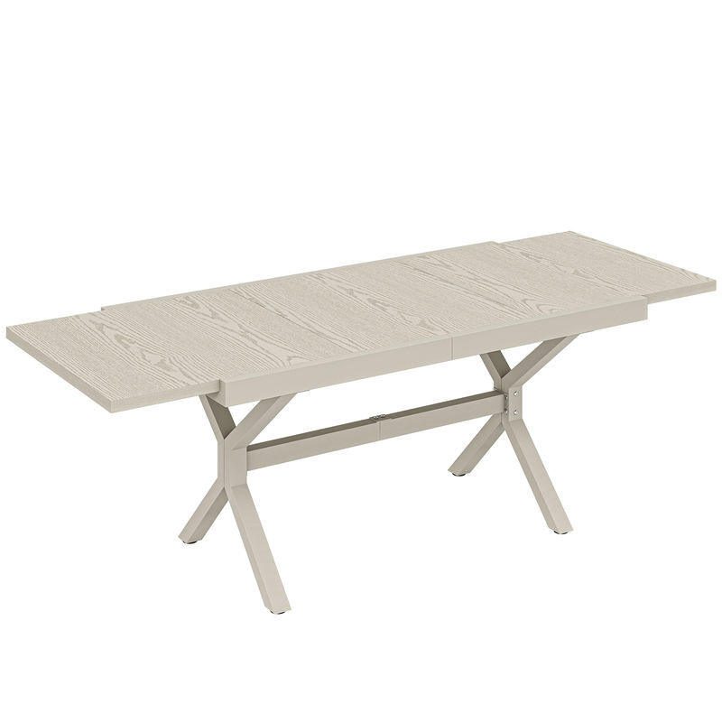 Outsunny mesa de jardim extensível com superfície de alumínio, 154/214x85 cm, mesa de jantar exterior extensível retangular com acabamento a imitar