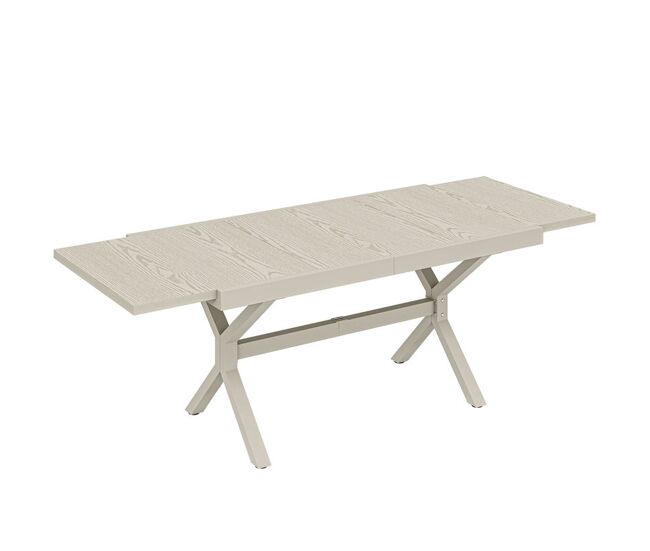 Outsunny mesa de jardim extensível com superfície de alumínio, 154/214x85 cm, mesa de jantar exterior extensível retangular com acabamento a imitar