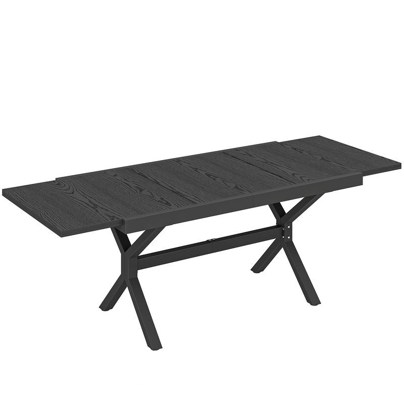 Outsunny mesa de jardim extensível com superfície de alumínio, 154/214x85 cm, mesa de jantar exterior extensível retangular com imitação de madeira