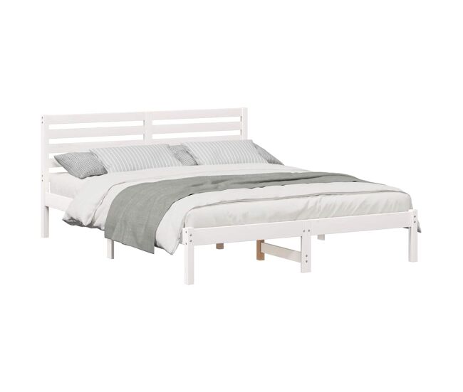 Estrutura da cama de casal simple com cabeceira branco 140 x 200 cm