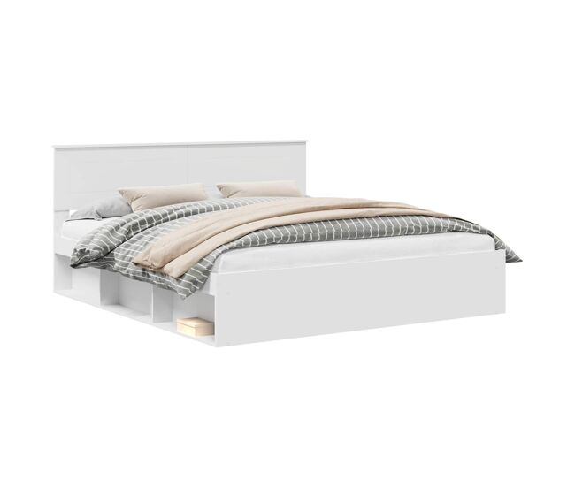 Estrutura de cama de casal simple king size - branco 200 x 200 cm madeira processada