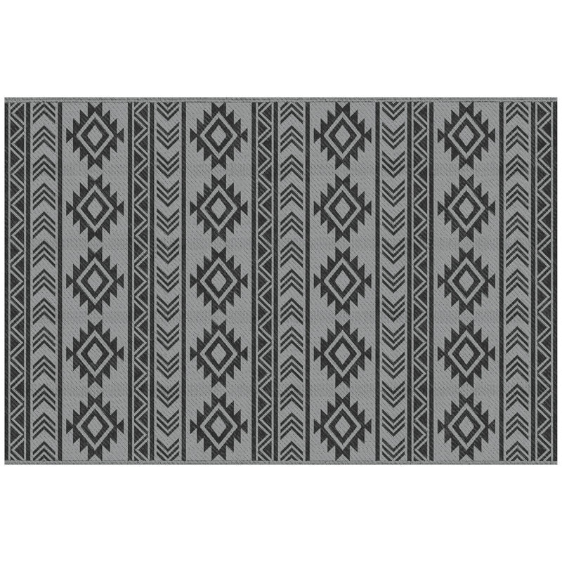 Outsunny tapete para exterior, 182x274 cm, tapete reversível com padrão geométrico, impermeável, anti-uv, para terraço, varanda, jardim, campismo,