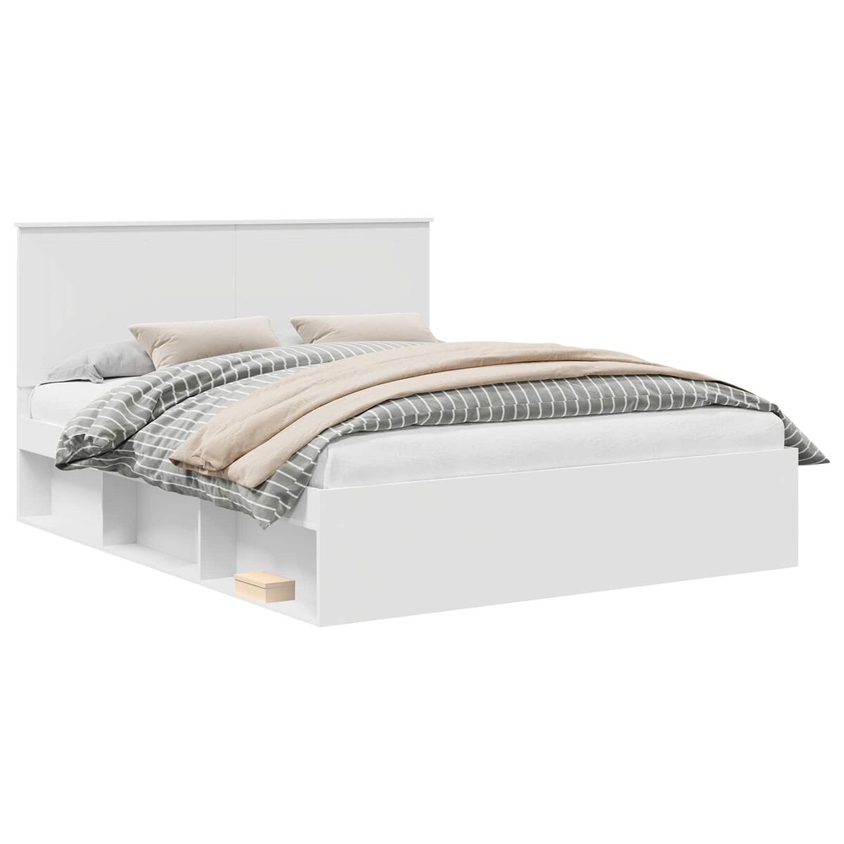 Estrutura da cama de casal simple com cabeceira branco 160 x 200 cm