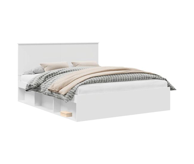 Estrutura da cama de casal simple com cabeceira branco 160 x 200 cm