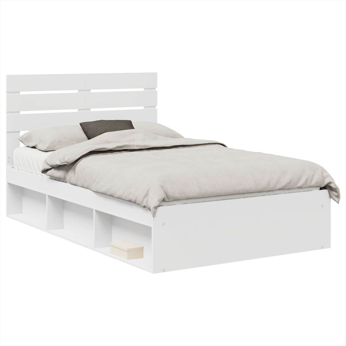 Estrutura da cama de casal simple com cabeceira branco 120 x 190 cm
