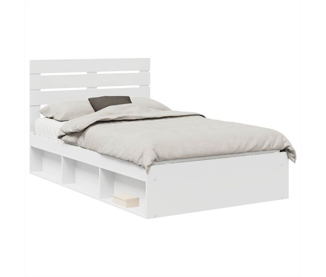 Estrutura da cama de casal simple com cabeceira branco 120 x 190 cm
