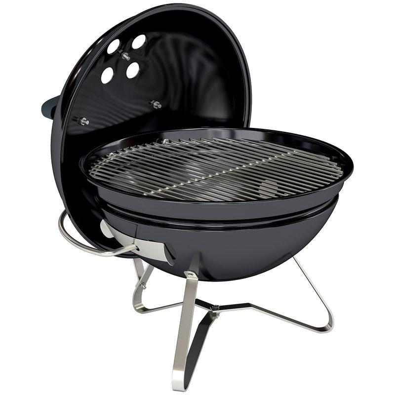 Outsunny barbecue de carvão portátil, grelhador de carvão redondo, tampa com suporte, grelha, ventilação ajustável, para varanda, piquenique, camping,