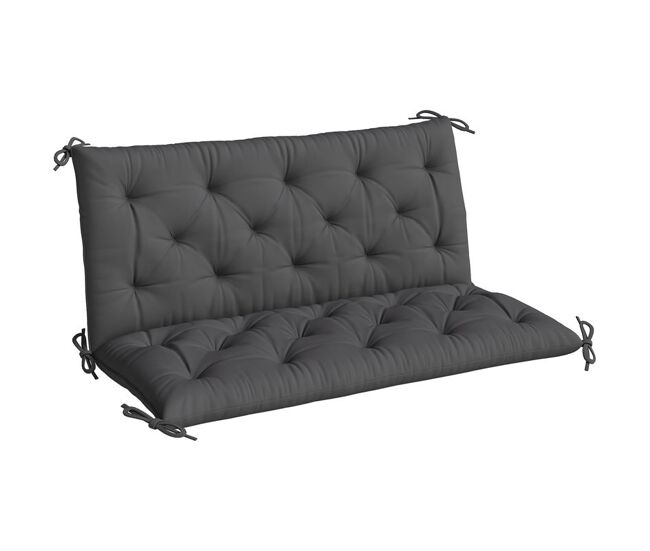 Outsunny almofada para banco com encosto 120x110x12 cm almofada de banco de jardim de 2 lugares com 6 cordões de fixação para balanço de jardim