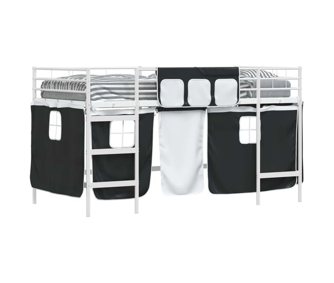 Estrutura de cama infantil loft para crianças com cortinas 99,5 x 200 cm