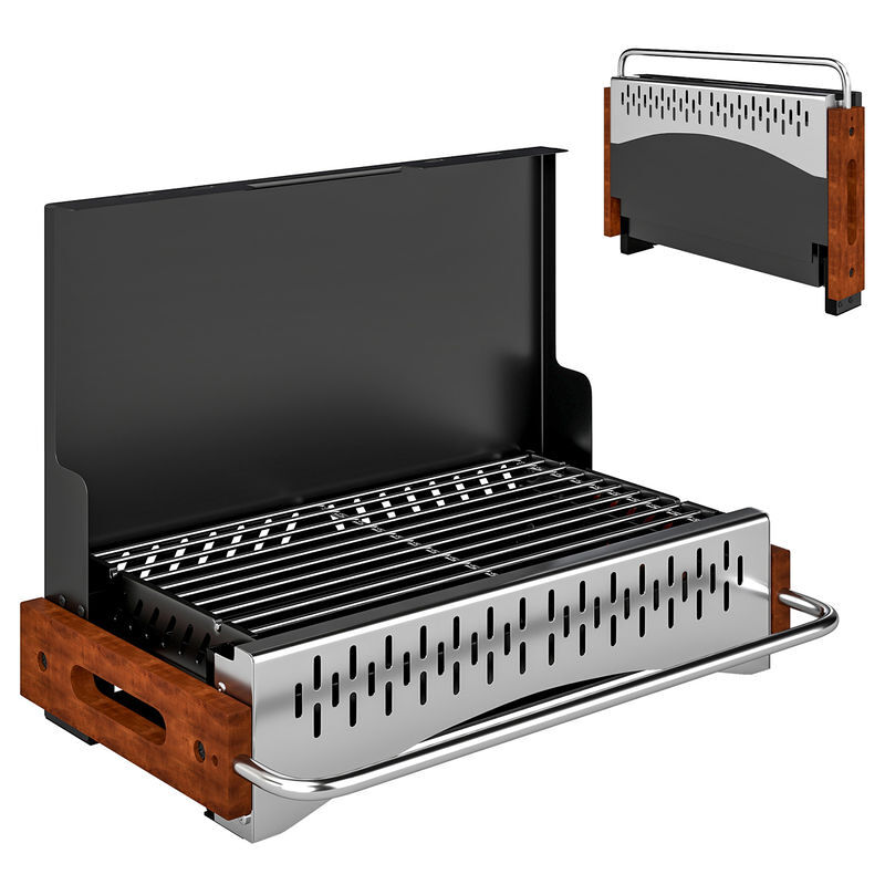 Outsunny barbecue a carvão dobrável, barbecue portátil, 50,5x34x33 cm, com bandeja de carvão removível, para camping, piqueniques, festas no jardim,