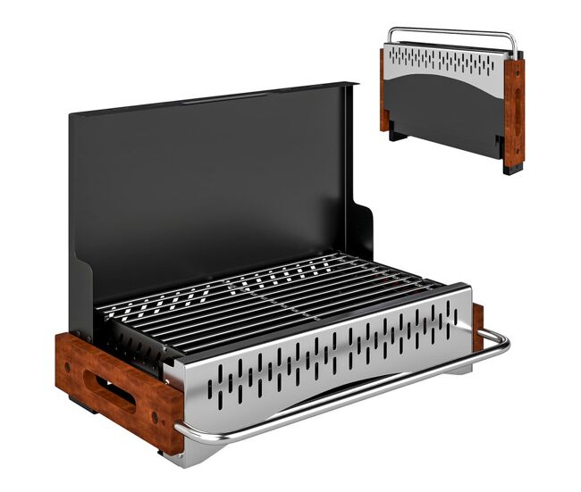 Outsunny barbecue a carvão dobrável, barbecue portátil, 50,5x34x33 cm, com bandeja de carvão removível, para camping, piqueniques, festas no jardim,