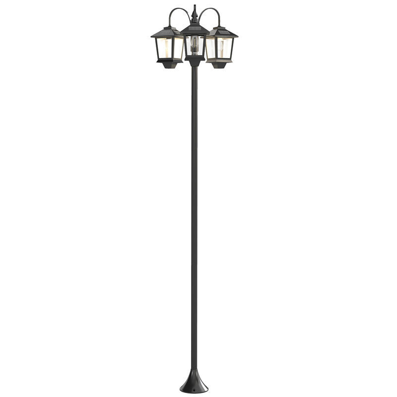 Outsunny candeeiro solar exterior de jardim com 3 cabeças luz solar exterior em alumínio com ligação/desligação automática impermeável ip44 para