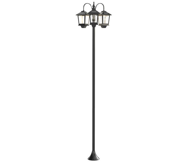 Outsunny candeeiro solar exterior de jardim com 3 cabeças luz solar exterior em alumínio com ligação/desligação automática impermeável ip44 para