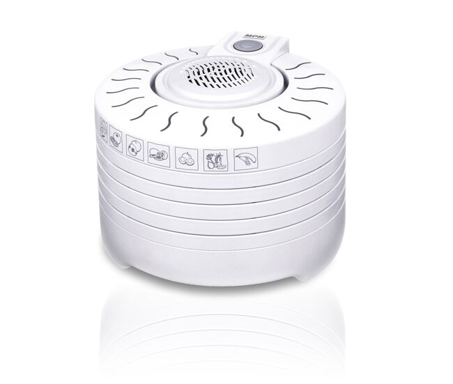 Mpm msg-01 desidratador de alimentos, 5 tabuleiros, bpa free, seca frutas, legumes, 250, blanc