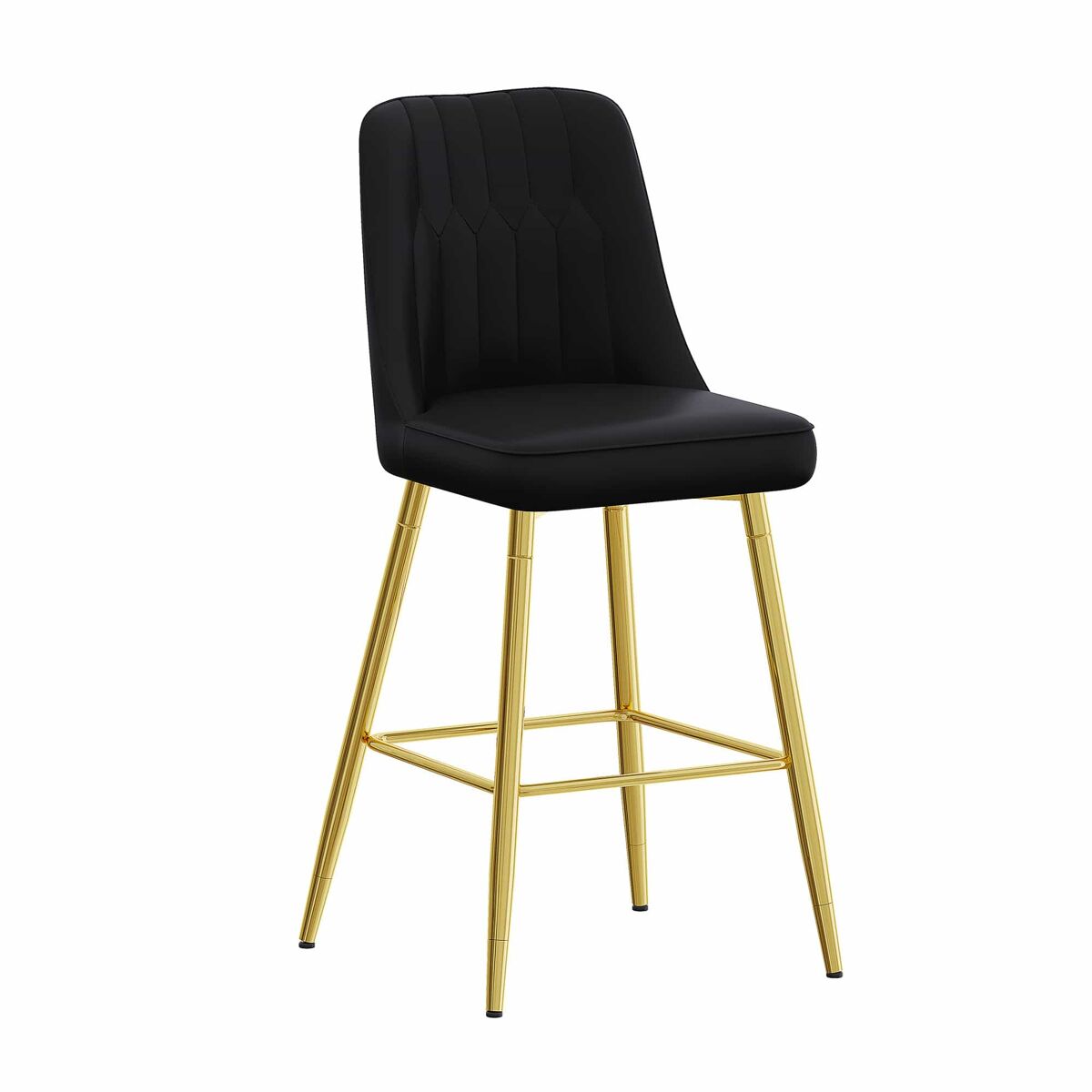 Conjunto de 2 bancos de bar 100 cm - couro pu noir com estrutura metálica prateada e apoio para os pés confortável - noir e doré
