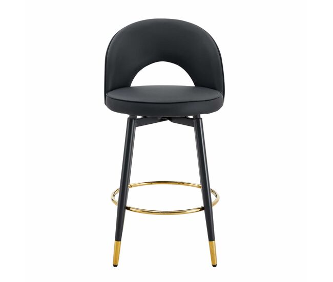 Banco de bar giratório 360° - almofada em pu preto, confortável e acolchoada, ideal para bares, salas de jantar, cozinhas e terraços - preto