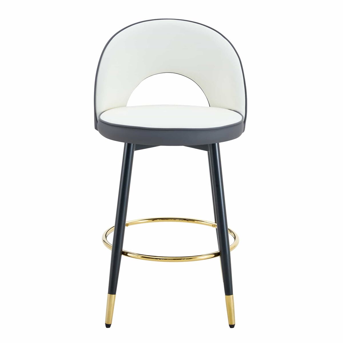 Banco de bar giratório 360° - almofadas cinza escuro e branco, material pu, banco acolchoado confortável, ideal para bares, salas de jantar, cozinhas,