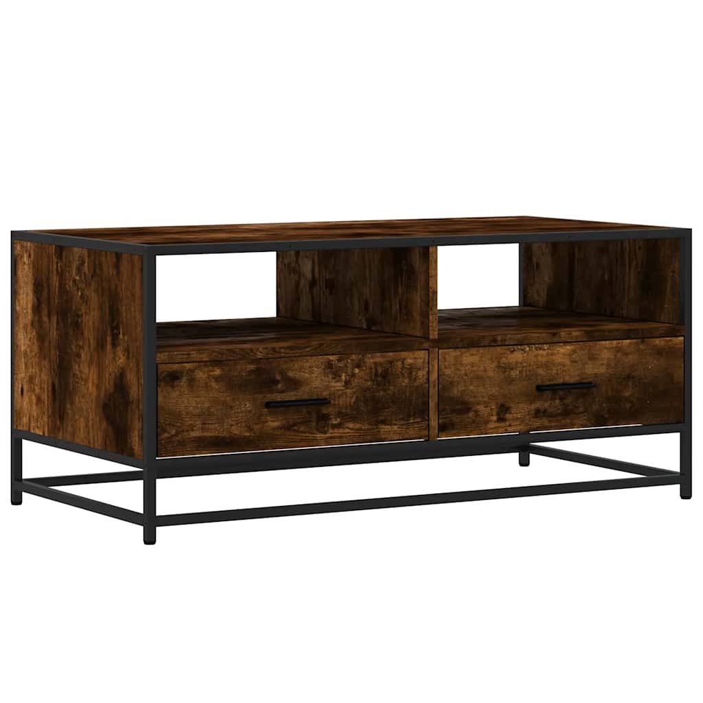 Mesa de centro, mesa baixa, 100x50x45cm deriv. madeira/metal carvalho fumado