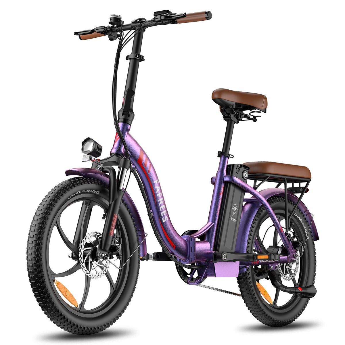 Bicicleta elétrica fafrees f20 pro - motor 250w bateria 36v20ah pneus de 20” travões a disco mecânicos - roxo rosa